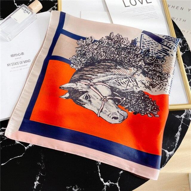 Drucken Platz Silk Schal Frauen Mode Satin Bandana Dame Schal Und Wrap Stirnband Tasche Schals Haar Band Halstuch Weibliche hijab von Joom DACH