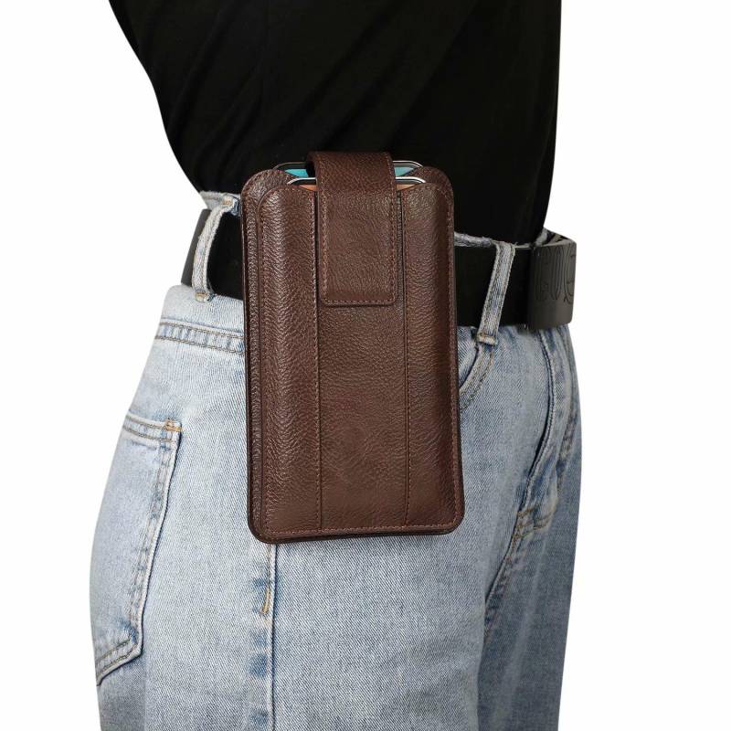 Dual Pouch Leder Zwei Handytasche Hängender Gürtelclip Hülle Holster für iPhone 16 15 13 12 Pro Samsung S24 S23 S22 Redmi Oppo Herren Hüfttasche Halter L(6.7-7.2 Inch) von Joom DACH