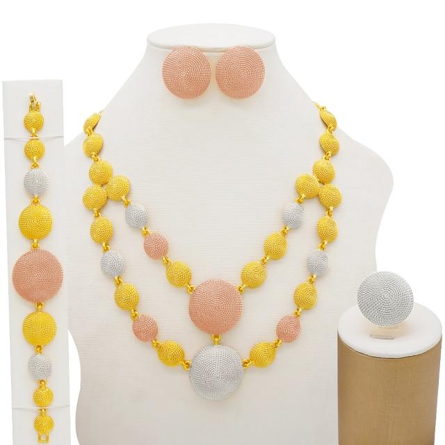 Dubai Schmuck-Sets Gold Halskette & Ohrring Set Für Frauen Afrikanische Frankreich Hochzeit Party 24k Schmuck Äthiopien Braut Geschenke von Joom DACH