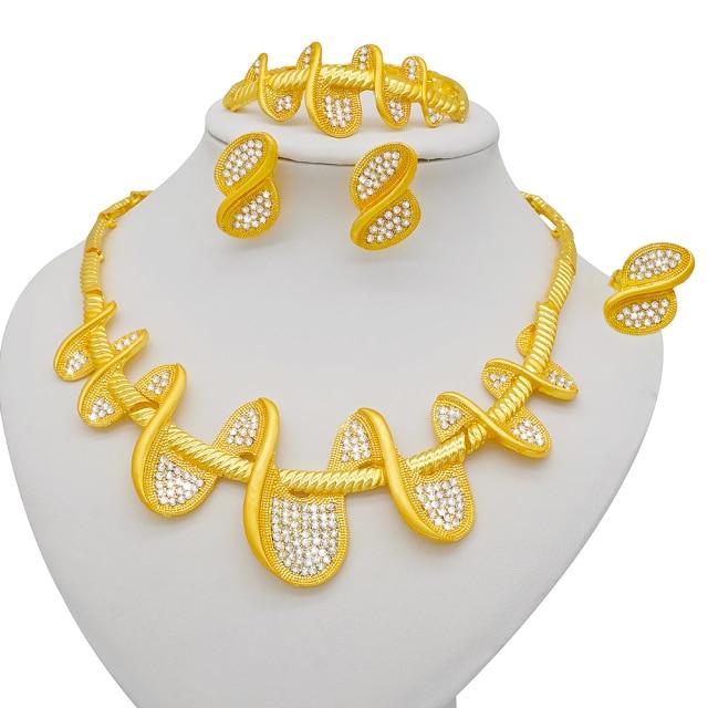 Dubai Schmuck-Sets Gold Halskette & Ohrring Set Für Frauen Afrikanische Frankreich Hochzeit Party 24k Schmuck Äthiopien Braut Geschenke von Joom DACH