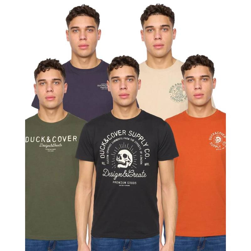 Duck and Cover Herren Mullbarry T-Shirt in verschiedenen Designs (Packung mit 5) S schwarz von Joom DACH