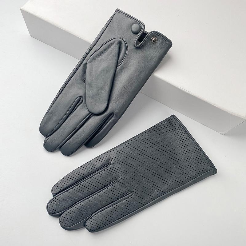 Dünne Handschuhe aus echtem Leder für Herren, atmungsaktiv, weich, modisch, klassisch, Ziegenleder, Herbst, ungefüttert, Touchscreen-Fahrhandschuhe M von Joom DACH