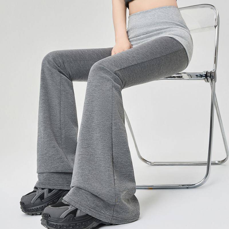 Dünne Jogginghose Damen Hüfttief Drapierung Kontrastfarben Spleißung Schlankmachend Vielseitige Mode Mikro-Pull Yogahose 2XL von Joom DACH