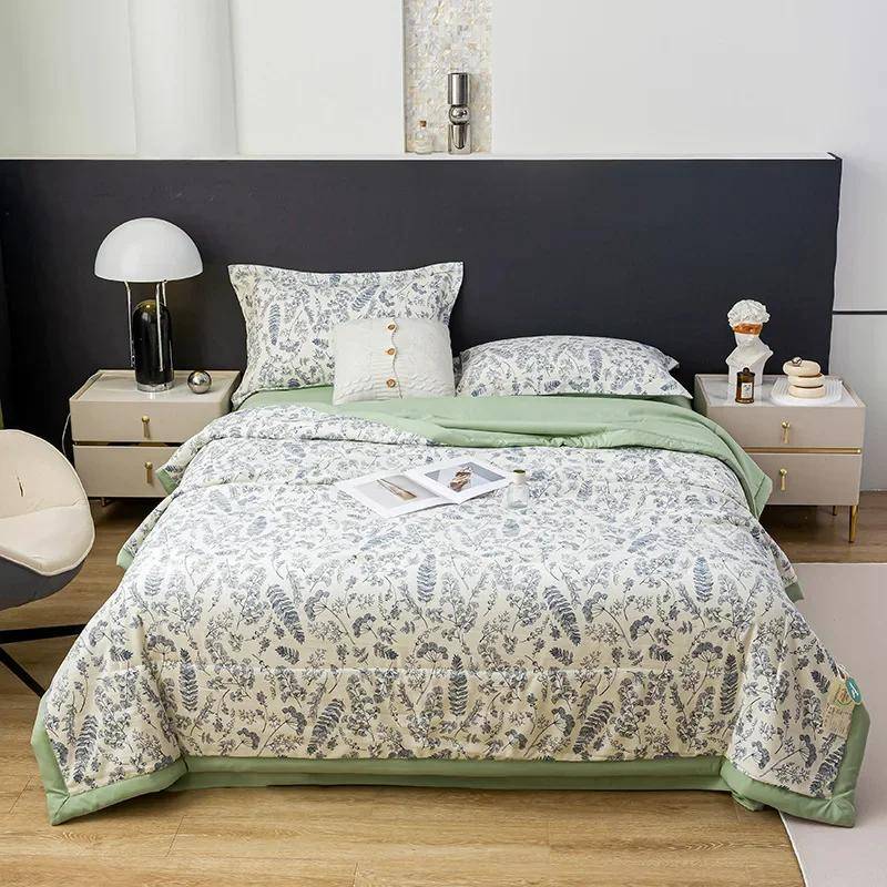 Dünne Klimaanlagendecke, Sommersteppdecke aus Sojabohnenfaser, Sommerdecke, doppellagiges Garn, luftbarer Bezug, gewaschene Baumwolle und Leinen 150x200cm 1pcs von Joom DACH