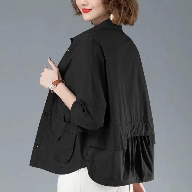 Dünne Kurzmantel Frauen Mode Lässig Strickjacke Hemd Windjacke Weibliche Jacke Outwear XXL von Joom DACH