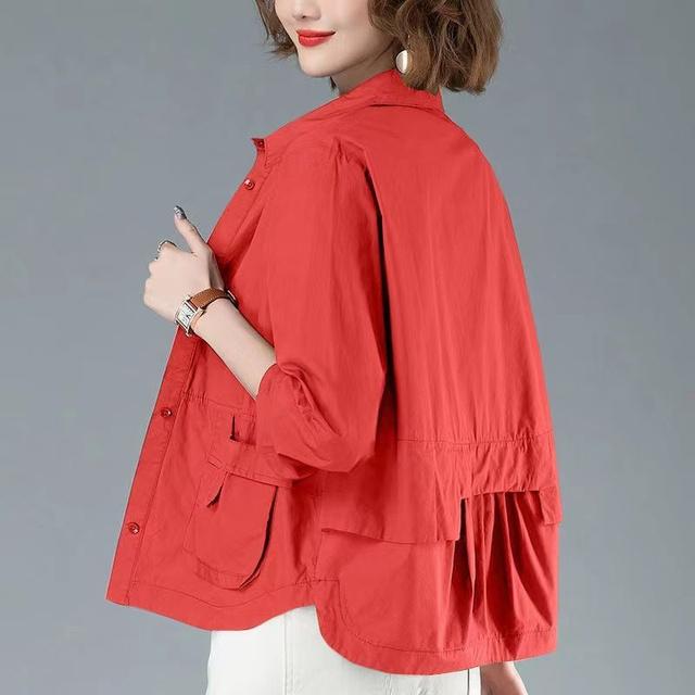 Dünne Kurzmantel Frauen Mode Lässig Strickjacke Hemd Windjacke Weibliche Jacke Outwear XXXXL von Joom DACH
