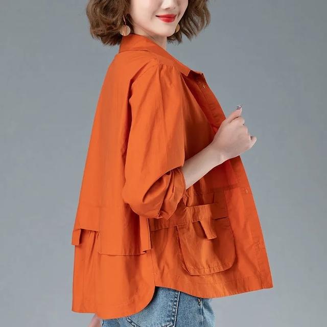 Dünne Kurzmantel Frauen Mode Lässig Strickjacke Hemd Windjacke Weibliche Jacke Outwear XXXXL orange von Joom DACH