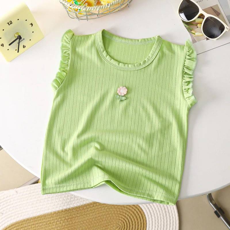 Dünnes Top Sommer Kinder und Mädchen ärmelloses Casual Weste T-Shirt 130 grün von Joom DACH