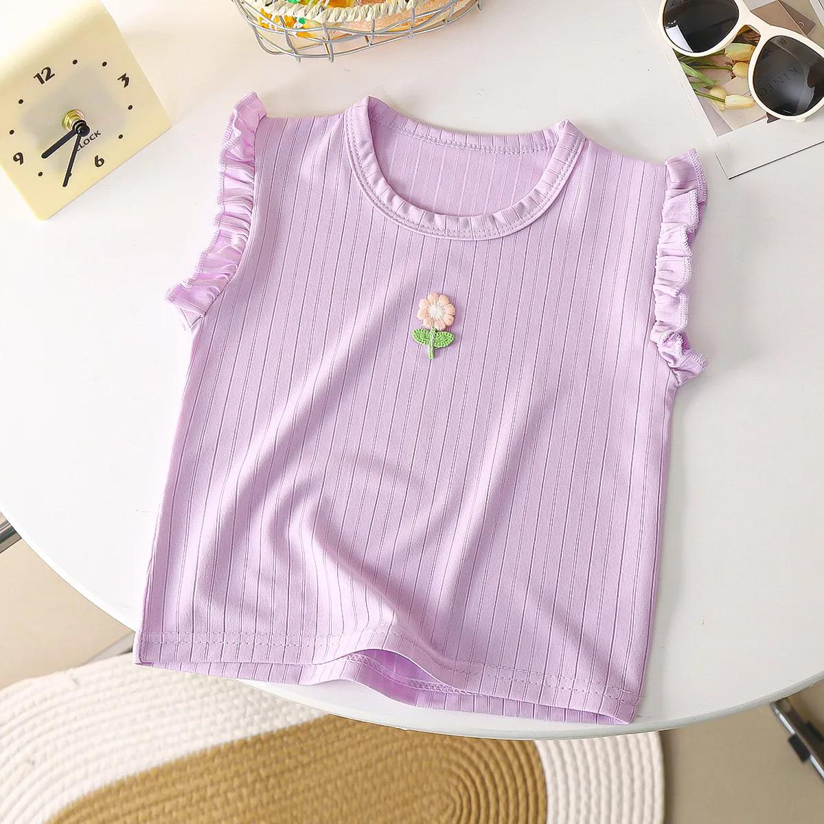 Dünnes Top Sommer Kinder und Mädchen ärmelloses Casual Weste T-Shirt 90 violett von Joom DACH