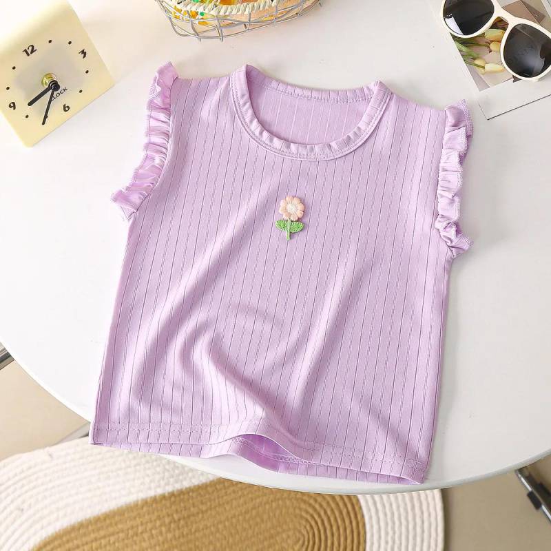 Dünnes Top Sommer Kinder und Mädchen ärmelloses Casual Weste T-Shirt 90 violett von Joom DACH