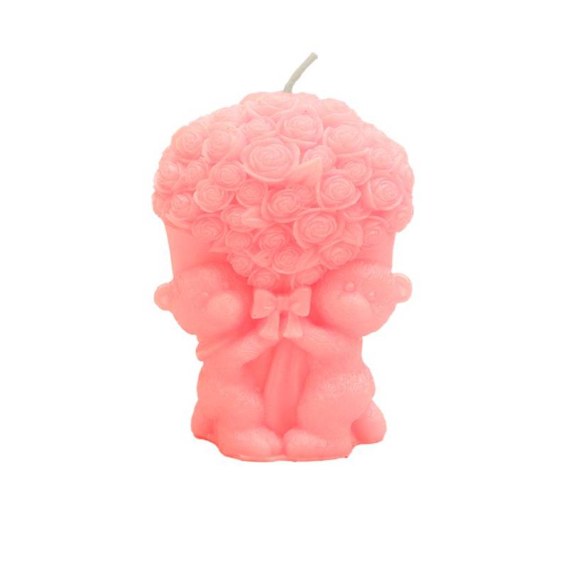 Duftkerze mit Bärenmotiv, Kerzen in Form eines Rosenbären, handgefertigte Aromatherapiekerzen aus Sojawachs, süß und dekorativ rot von Joom DACH