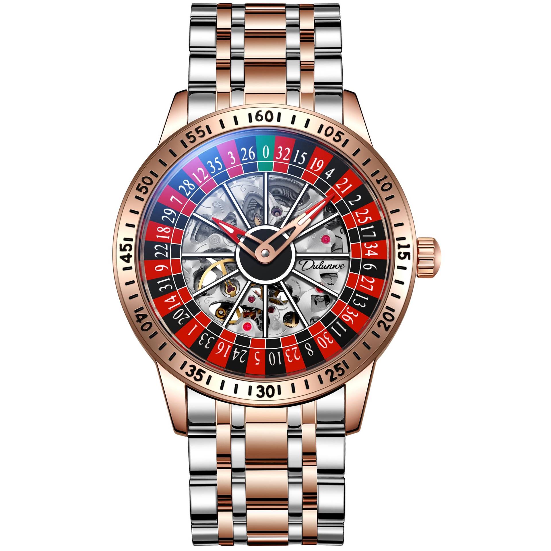 Dulunwe Roulette-Rad Automatikuhren für Herren Automatisch Wasserdicht Herren Einzigartiger Stil Roulette Mechanische Uhr für Spieleabend rose gold von Joom DACH