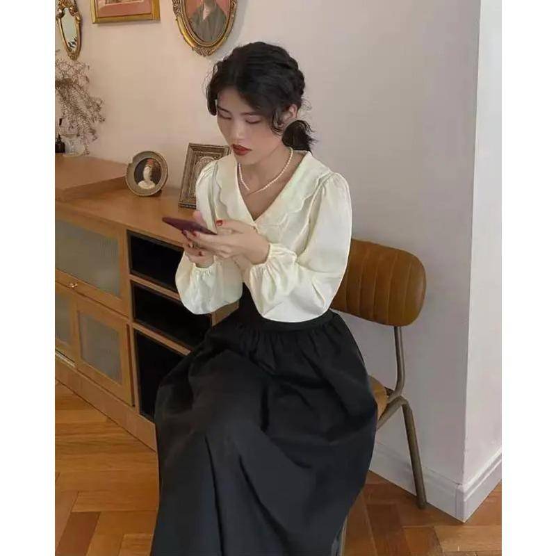 Dunkelbraun Vintage Maxi Rock Frauen Harajuku Tasche Lace Up Lange Röcke Sommer Herbst Kleidung Koreanische Mode XL schwarz von Joom DACH