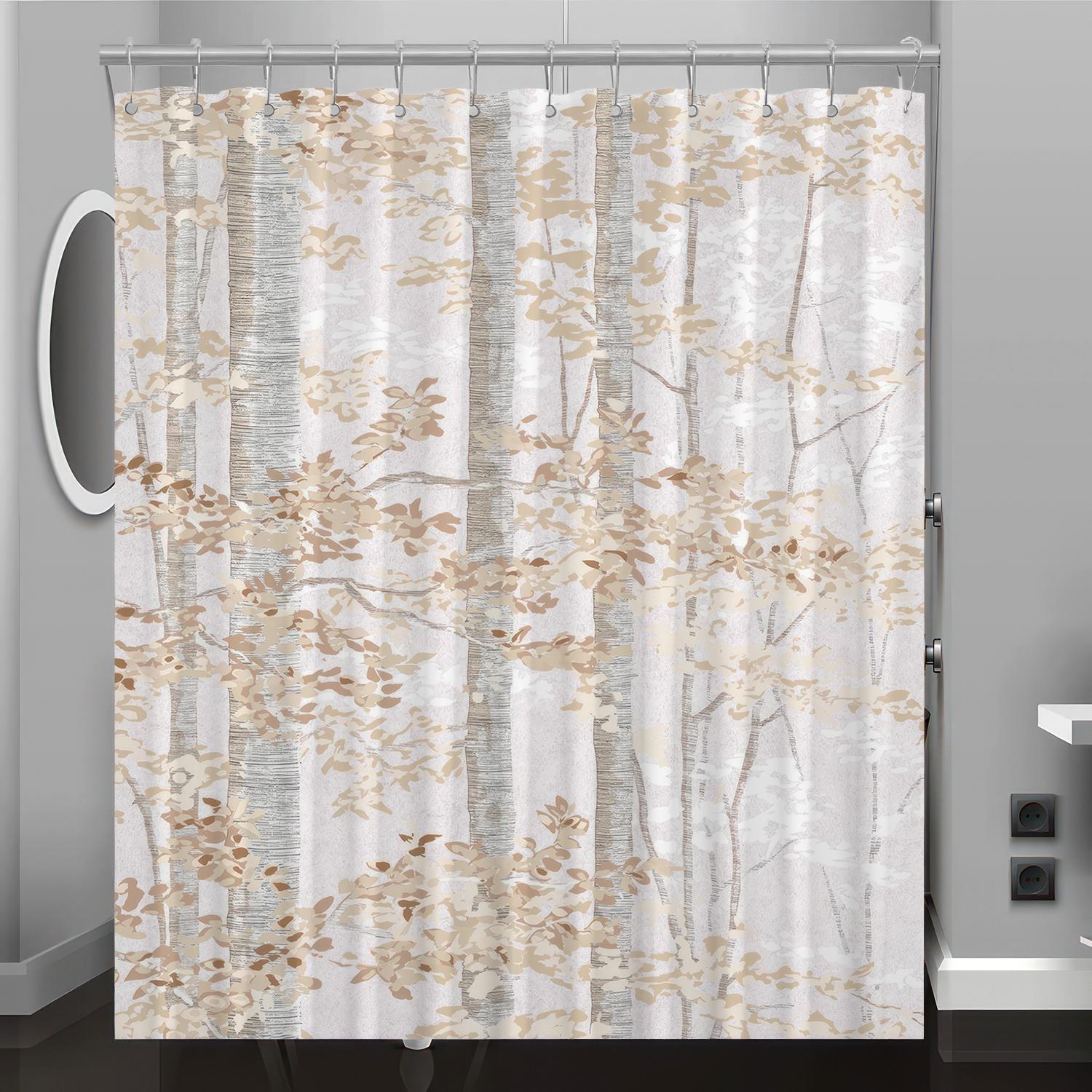 Duschvorhang mit Digitaldruck mit Baummuster, Badezimmerdekoration, Heimdeko, gratis Haken 180*180cm von Joom DACH