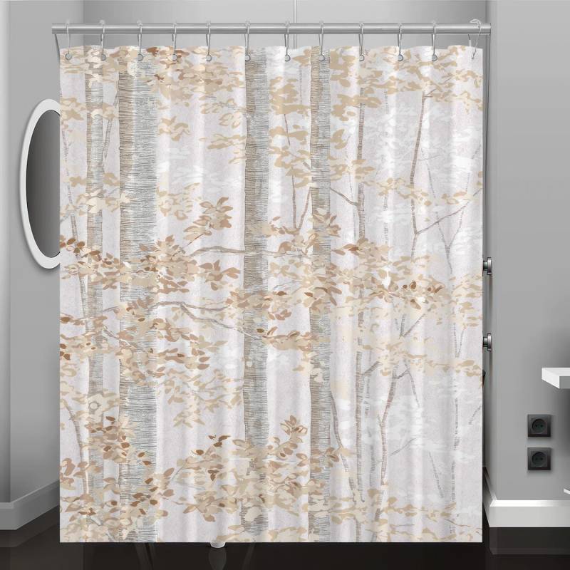 Duschvorhang mit Digitaldruck mit Baummuster, Badezimmerdekoration, Heimdeko, gratis Haken 180*180cm von Joom DACH