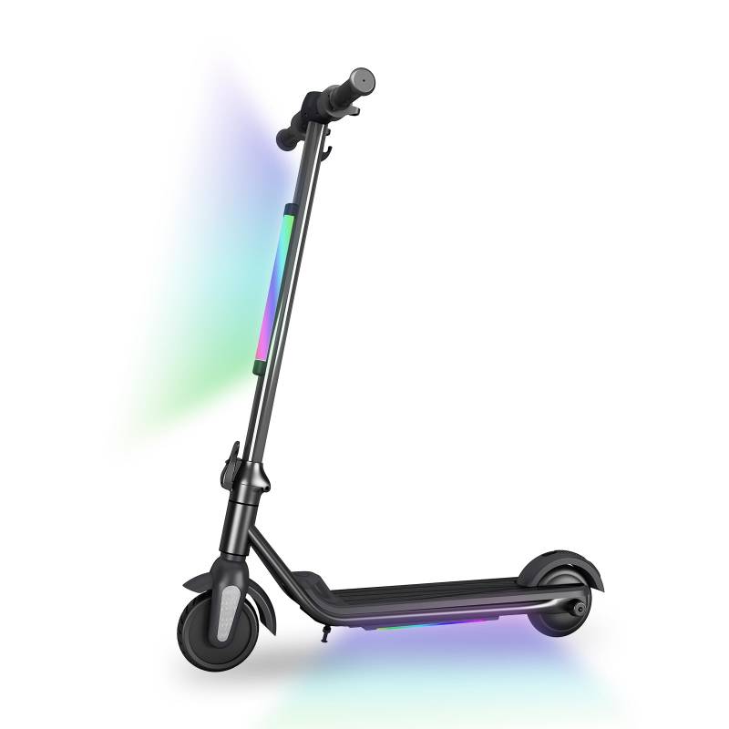 E-Scooter, Faltbarer Elektroroller für Kinder im Alter von 6-12 Jahren, 2 Geschwindigkeitsmodi, Max. 12 km/h, 8 km Reichweite, Bunte LED-Lichter, Leichter Kinderroller schwarz von Joom DACH