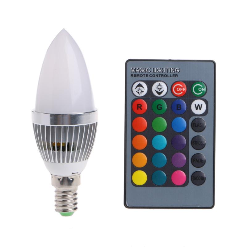 E14 3W RGB LED 15 Farben wechselnde Kerze Glühbirne Lampe mit Fernbedienung AC85-265V E14 von Joom DACH