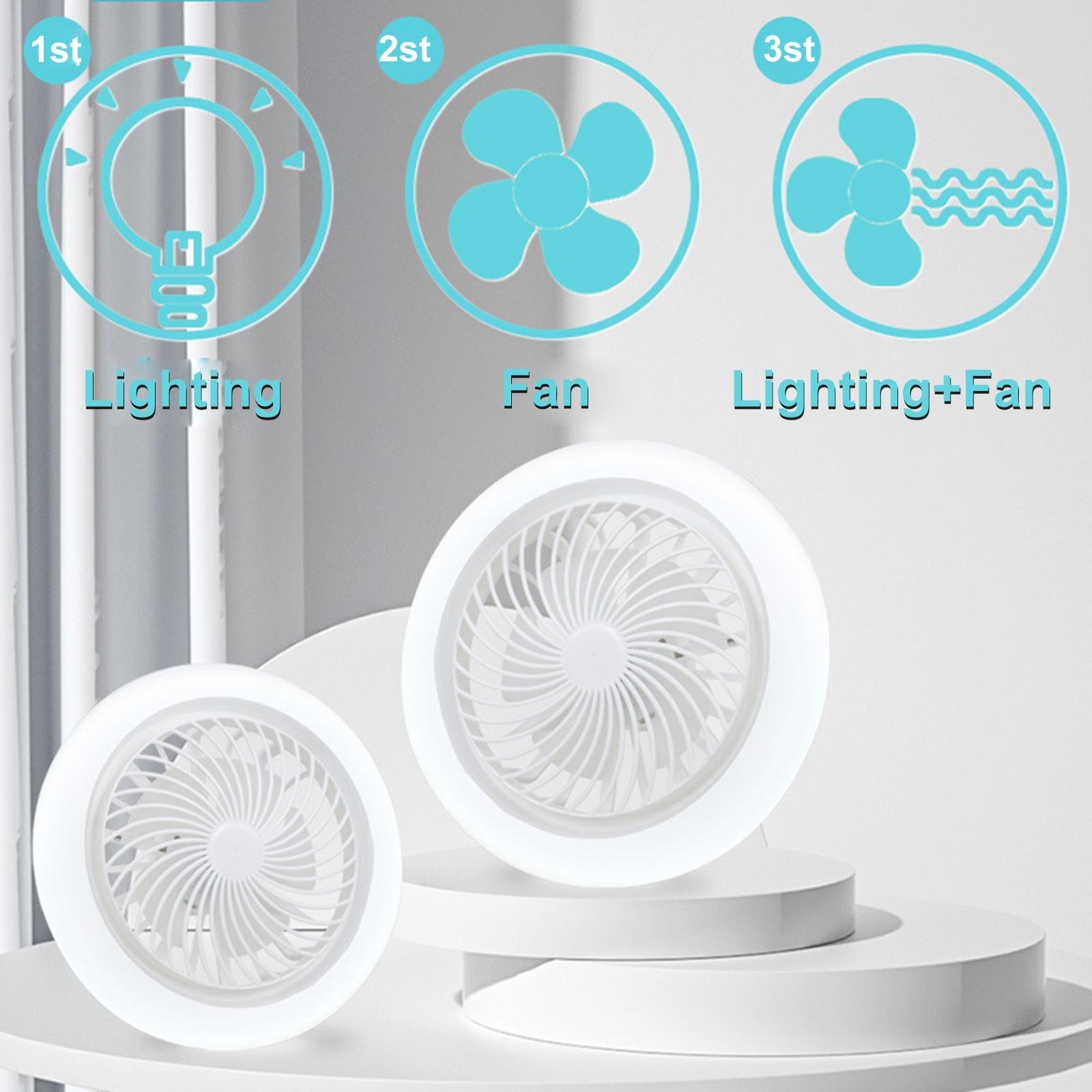 E27 Kleine Ventilatorlampe Leiser Elektrischer Ventilator Deckenleuchte Arbeitszimmer Esszimmer Beleuchtungskörper Weiß White Light weiß von Joom DACH