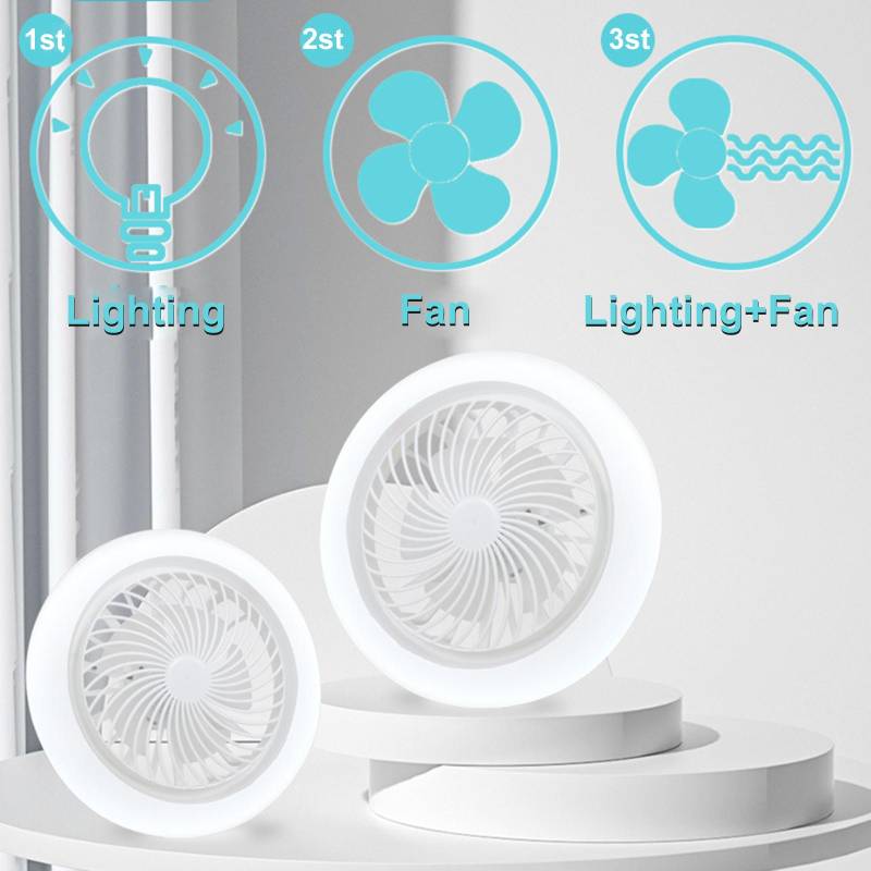 E27 Kleine Ventilatorlampe Leiser Elektrischer Ventilator Deckenleuchte Arbeitszimmer Esszimmer Beleuchtungskörper Weiß White Light weiß von Joom DACH