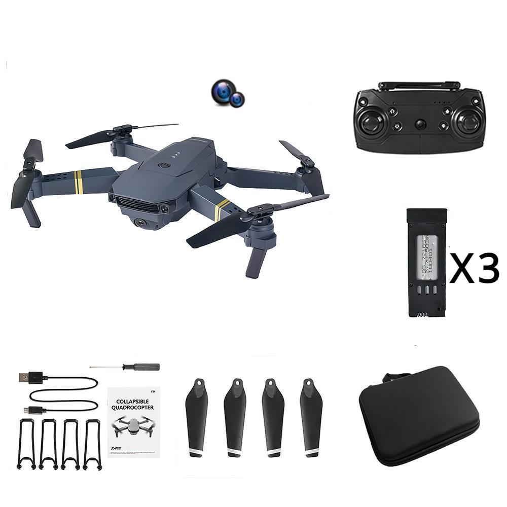 E58 Rc Drohne Spielzeug Dual Kamera Optischen Fluss Positionierung WiFi FPV Hubschrauber Quadcopter Faltbare Luft Selfie kinder geschenk dual camera 3 battery schwarz von Joom DACH