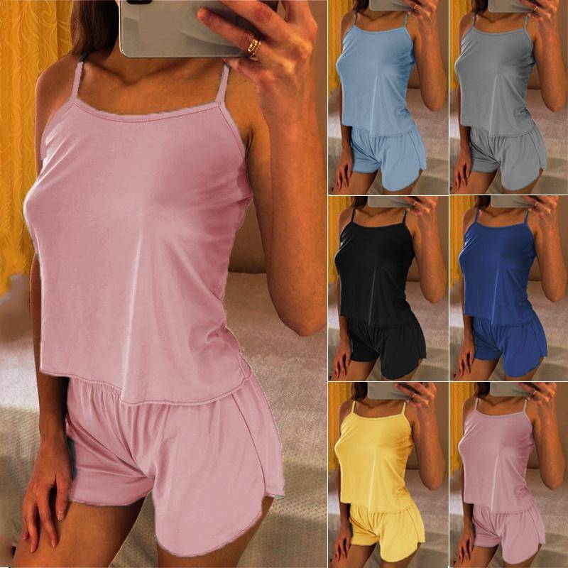 ECMLN 2er-Pack Damen-Pyjama-Set, Bralette und Shorts, Nachtwäsche, Cami-Weste, Shorts, Baumwoll-Cami-Top, Pyjama-Sets, Dessous-Schlafanzug M rosa von Joom DACH