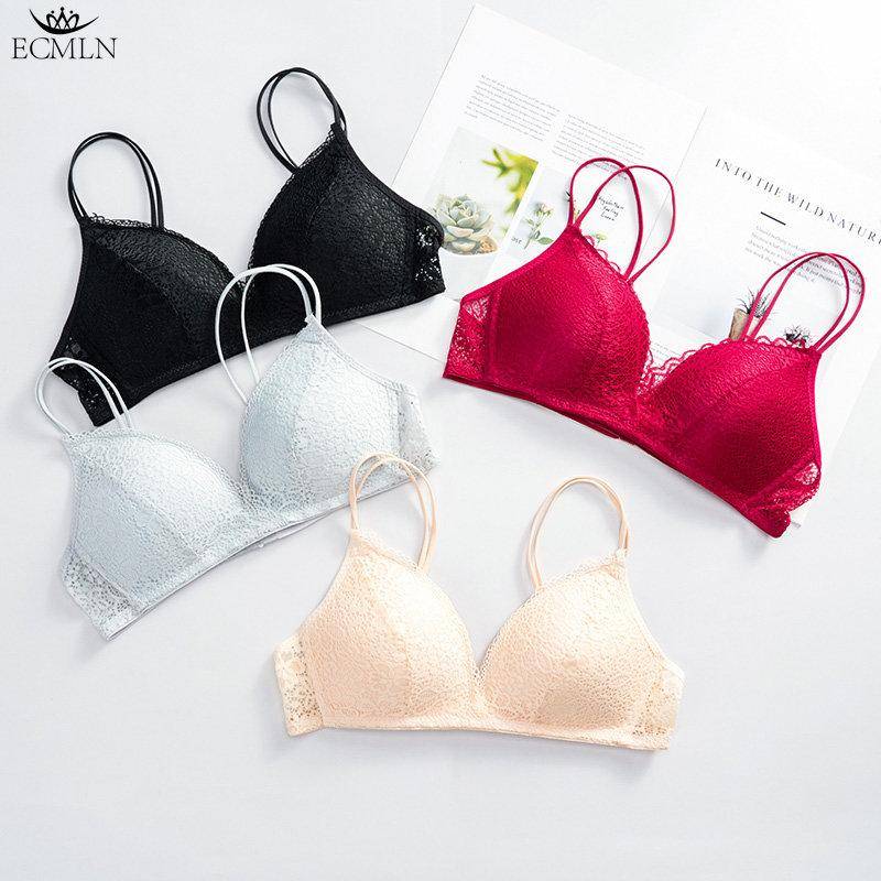 ECMLN Damen Spitze Blumen Bralette BH Einfarbig ärmellose Weste Push Up Crop Tank Top Sexy Unterwäsche 34AB weiß von Joom DACH