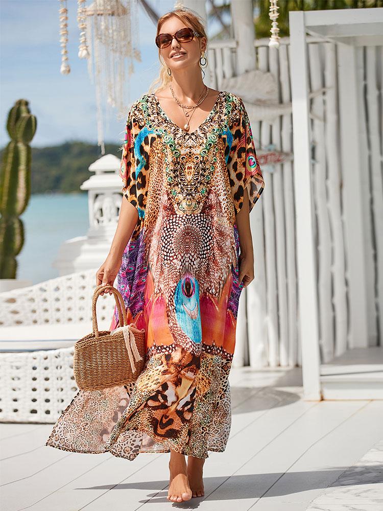 EDOLYNSA 2024 Sommer-Strandkleid-Abdeckungen für Damen, Badeanzug-Abdeckung, Strandmode, Sarongs, Bademode, Kaftan One size von Joom DACH