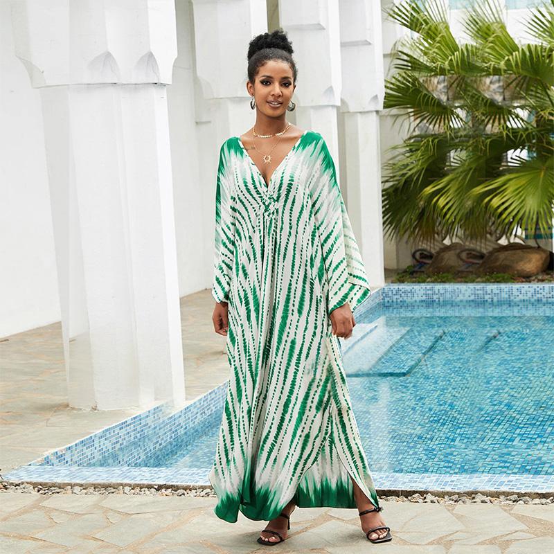 EDOLYNSA Damen-Kaftan-Kleid in Übergröße, Tunika, lang, Maxi-Kimono, Kaftan, grün gestreift, Nachthemd, Strandparty, Freizeitkleid, Q1523 One size grün EDOLYNSA Damen-Kaftan-Kleid in Übergröße, Tunika, lang, Maxi-Kimono, Kaftan, grün gestreift, Nachthemd, Strandparty, Freizeitkleid, Q1523 One size grün von Joom DACH