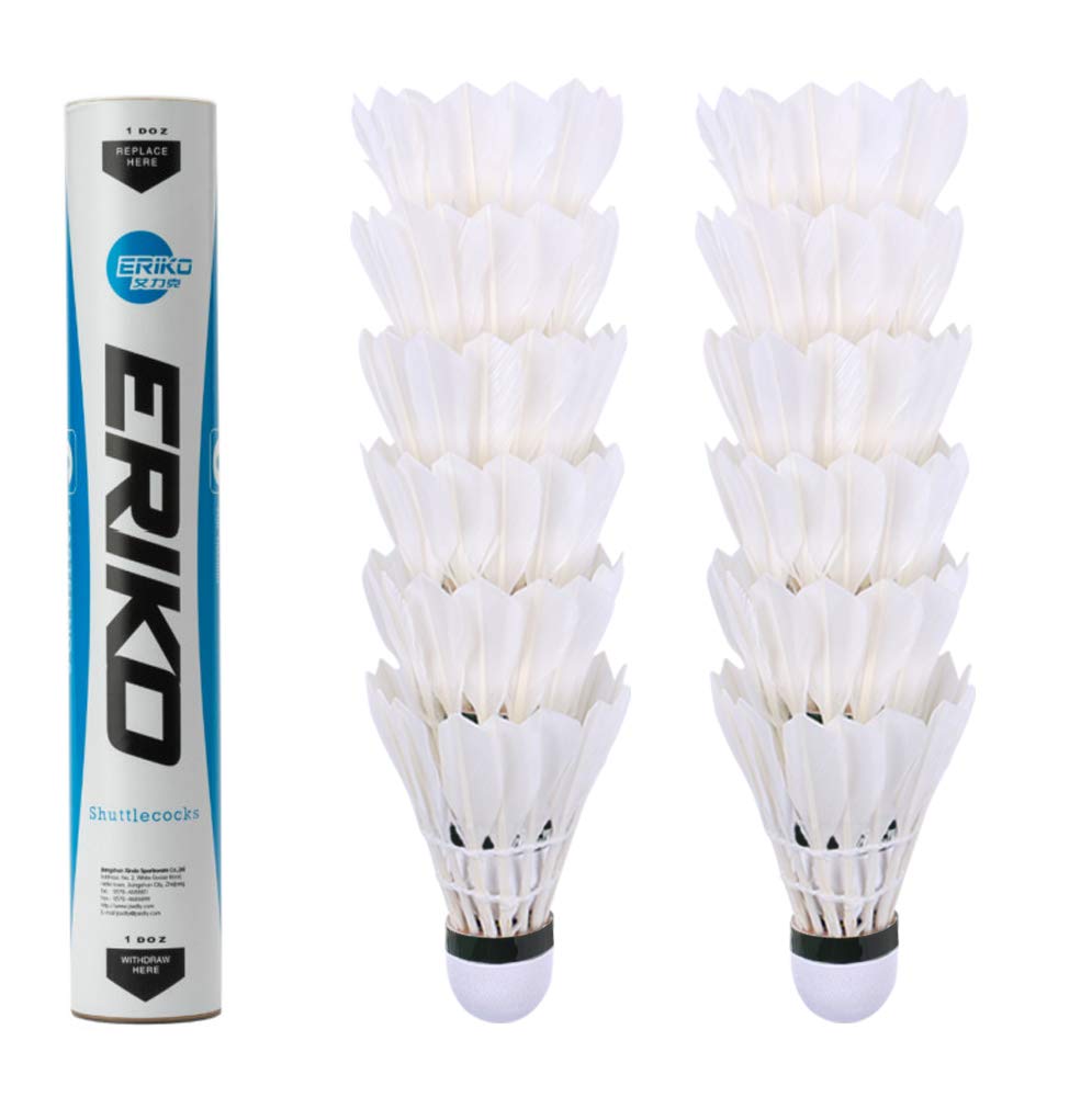 ERIKO Badminton Gänsefedern Weiß 12er Pack Modell 6 von Joom DACH
