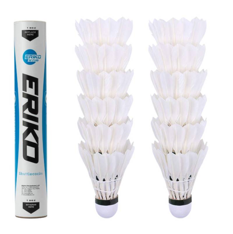 ERIKO Badminton Gänsefedern Weiß 12er Pack Modell 6 von Joom DACH