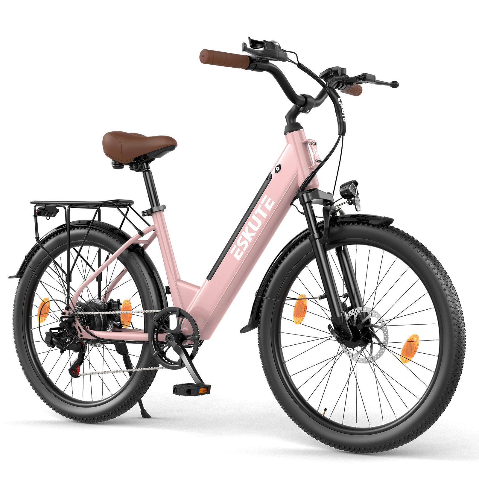 ESKUTE C100 PLUS City Pendler E-Bike Für Unisex 36V13AH Akku 250W Motor 26 Zoll Reifen Elektrofahrrad Mit Kindersitz Komfortabel und praktisch rosa von Joom DACH