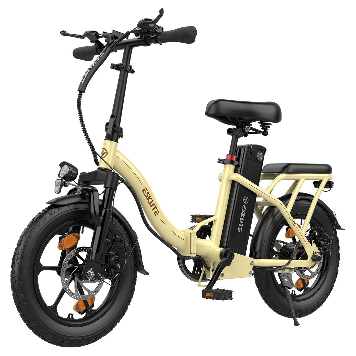 ESKUTE D100 Faltbares E-Bike für Erwachsene 36V13Ah Akku 250W Motor Urbanes Pendeln Elektrofahrrad 16 Zoll Fat Tires Bequemes Stadt-Elektrofahrrad gelb von Joom DACH
