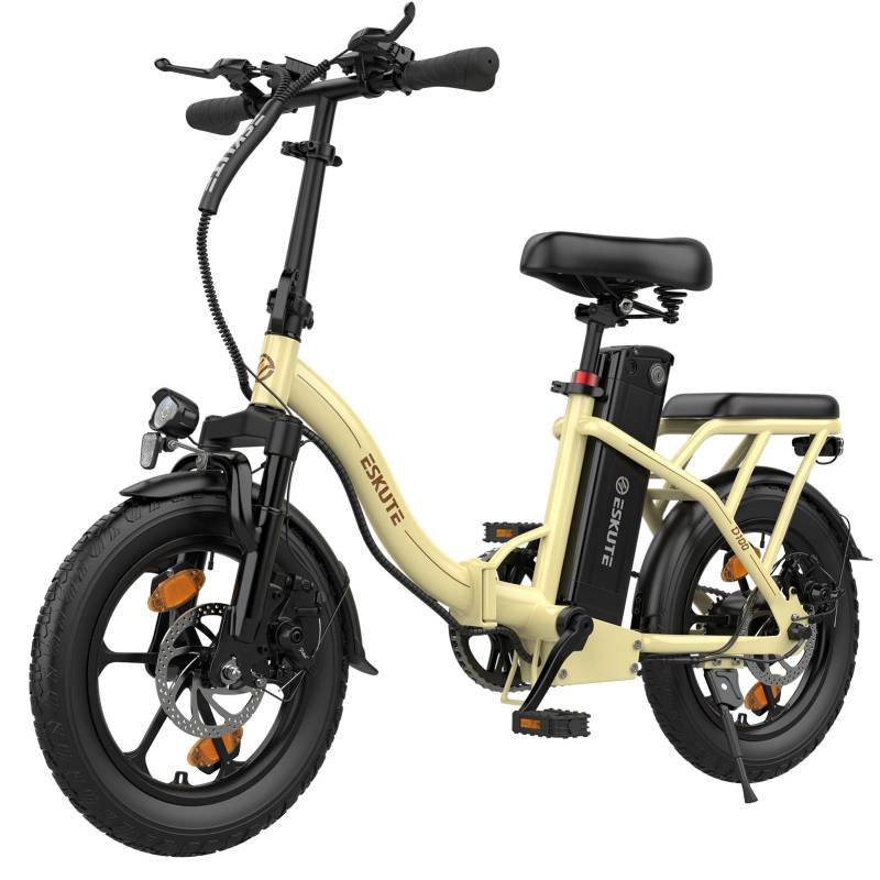 ESKUTE D100 Praktisches Stadt-Falt-E-Bike 36V13Ah Akku 250W Motor Urbanes Pendler-Elektrofahrrad 16 Zoll Fat Tires Erwachsenen-Elektrofahrrad gelb von Joom DACH