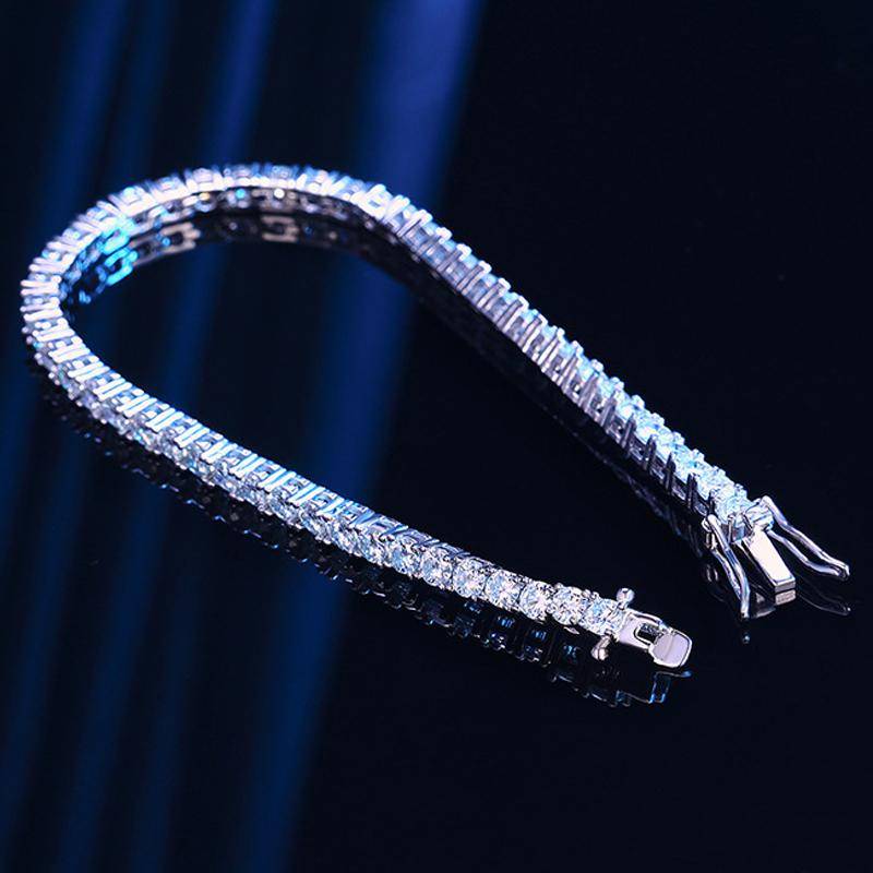 Echte 4mm Moissanite funkelnde Volldiamanten GRA 925 Sterling Silber Hochzeit Verlobungsfeier Schmuck Armbänder für Frauen 20cm von Joom DACH