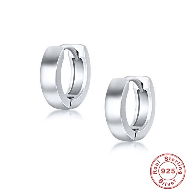 Echte 925 Silber Ohrringe für Frauen minimalistische glänzende Creolen Büro Damen Modeschmuck Boucle Éléille femme silber von Joom DACH