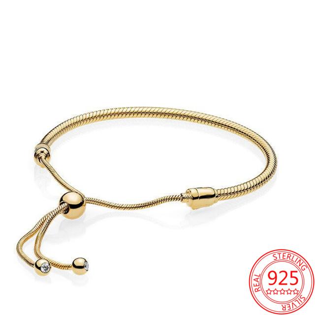 Echtes 925 Sterling Silber Moments Vier Stil Schlange-förmige Kette Schiebearmband Lederarmband Hochzeit Party Mädchen Schmuck von Joom DACH