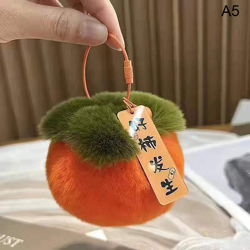 Echtes Kaninchenhaar Mini süße Glücks-Persimmon-Schlüsselanhänger Frauen Plüsch Rex Kaninchenfell Auto Schlüsselanhänger Tasche Dekoration Anhänger Geschenk as the picture von Joom DACH