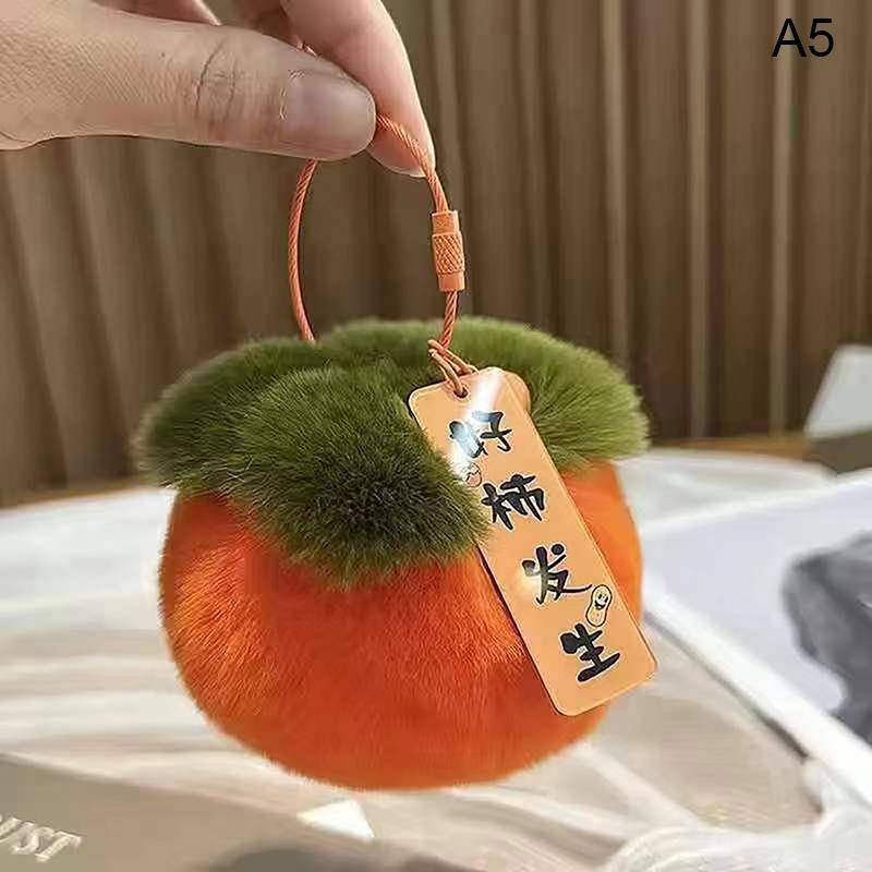 Echtes Kaninchenhaar Mini süße Glücks-Persimmon-Schlüsselanhänger Frauen Plüsch Rex Kaninchenfell Auto Schlüsselanhänger Tasche Dekoration Anhänger Geschenk as the picture von Joom DACH