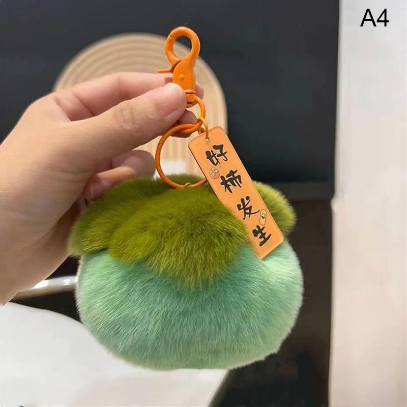 Echtes Kaninchenhaar Mini süße Glücks-Persimmon-Schlüsselanhänger Frauen Plüsch Rex Kaninchenfell Auto Schlüsselanhänger Tasche Dekoration Anhänger Geschenk as the picture von Joom DACH