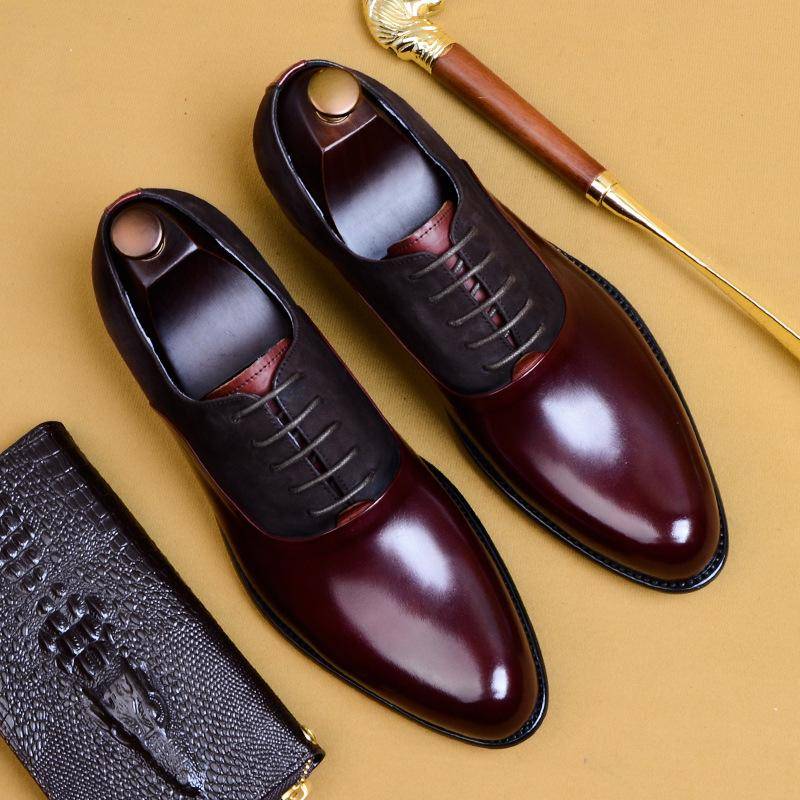Echtes Kuhleder Brogue Hochzeit Business Männer Casual Flats Vintage Handgemachte Oxford Schuhe Für Männer Schwarz Burgund 2024 9.5 weinrot von Joom DACH
