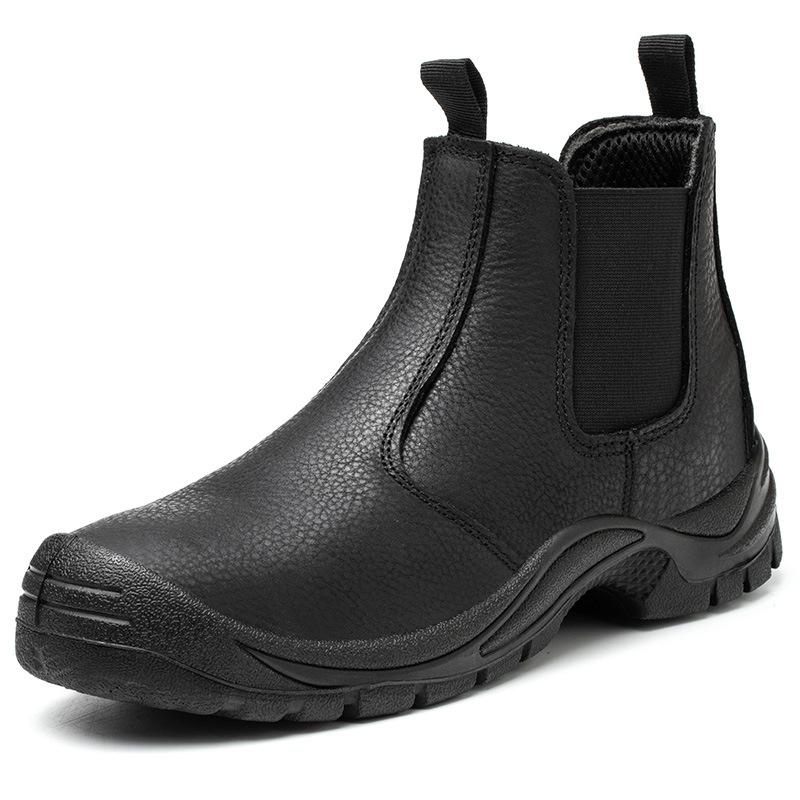 Echtes Leder Arbeitsstiefel Männer Schwarz Wasserdichte Sicherheitsschuhe Anti-Smash Chelsea Sicherheitsstiefel Männer Stahlkappe Arbeitsschuhe Schuhe 42 von Joom DACH