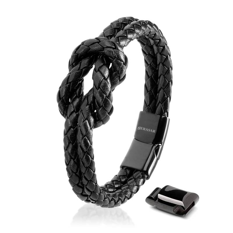 Echtes Leder Armband 20cm Schwarz Mit Geschenkbox Knotenarmband Schmuck Damenarmband Freundin Schwester Mädchen Partner Geschenk Paar Mutter Geschenk Damen schwarz von Joom DACH