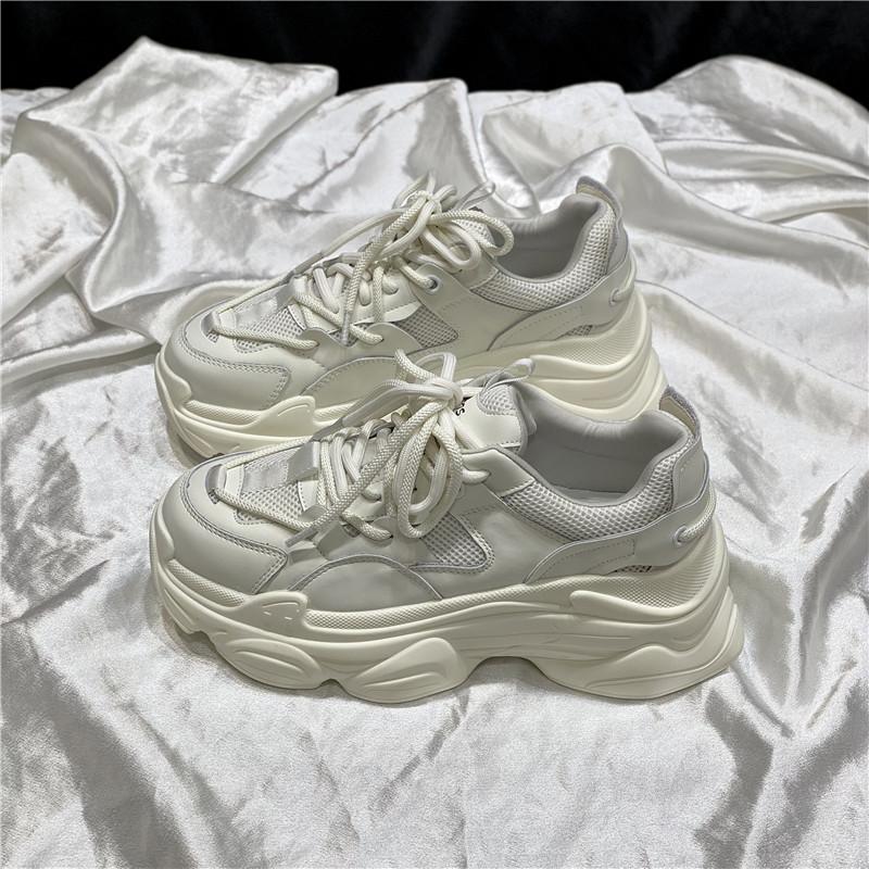 Echtes Leder Daddy Schuhe Damen Frühling Neue All-Match Dickbesohlte Casual Sneakers 39 von Joom DACH