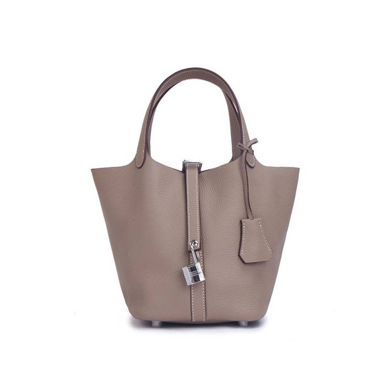 Echtes Leder Damen Handtaschen Designer Kleine Tragetasche Ohne Logo Erste Schicht Rindsleder Schulter Einkaufstasche Mit Silberfarbenem Vorhängeschloss Mini 18x13x18cm von Joom DACH