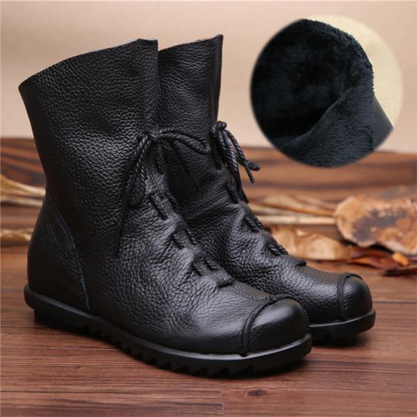 Echtes Leder Damen Stiefel mit Fell Weiches Rindsleder Damen Winterschuhe Stiefeletten 42 schwarz von Joom DACH