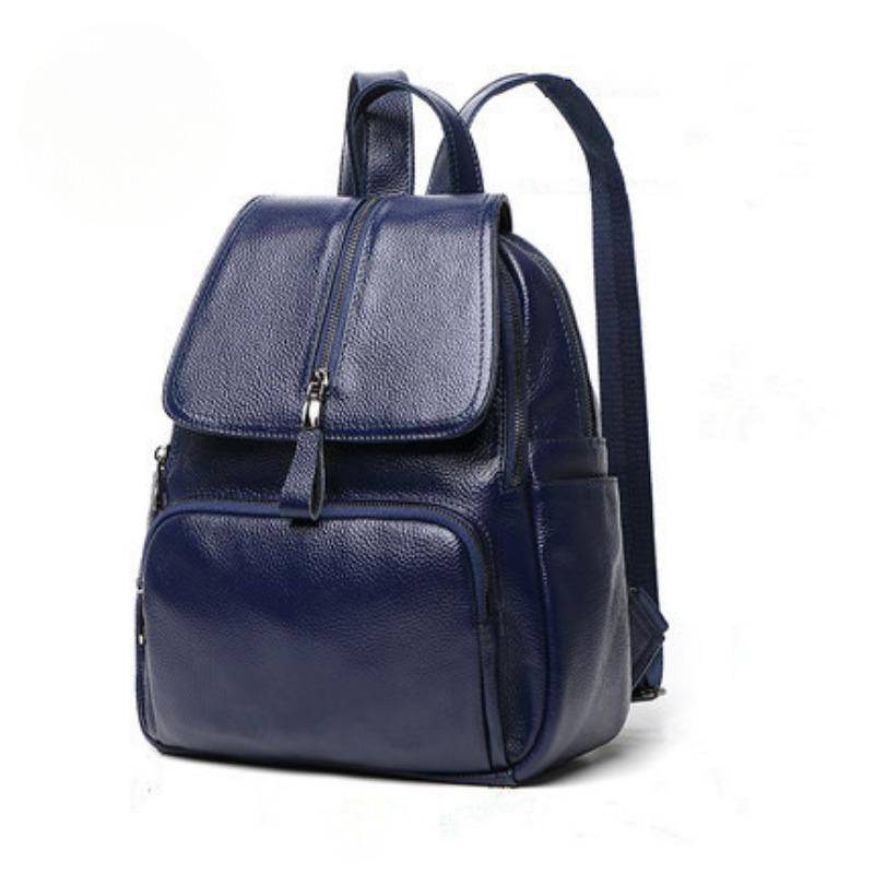 Echtes Leder Damen Tasche koreanische Mode alle-Match Damen kleinen Rucksack Rindsleder Damen Tasche weiche Ledertasche blau von Joom DACH