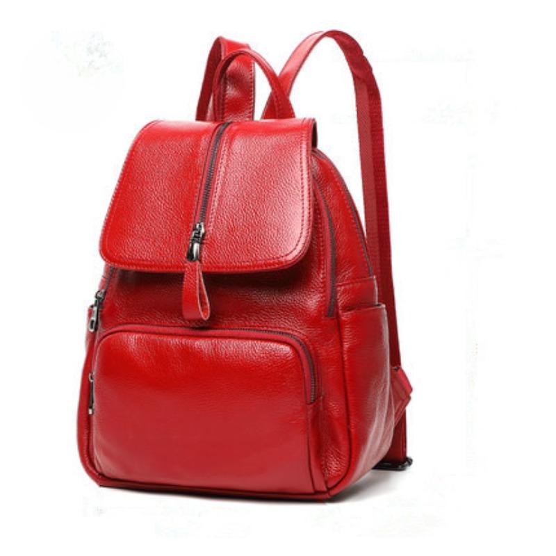 Echtes Leder Damen Tasche koreanische Mode alle-Match Damen kleinen Rucksack Rindsleder Damen Tasche weiche Ledertasche rot von Joom DACH
