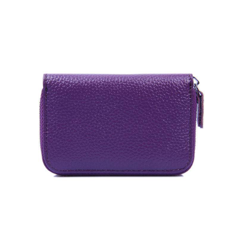 Echtes Leder Frauen Kartenhalter Geldbörsen Kleine Weibliche Kissen Geldbörse Kreditkartentasche Reißverschluss Kartenetui violett von Joom DACH