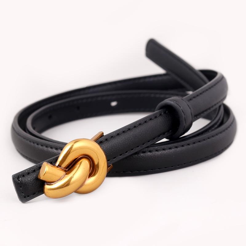 Echtes Leder Frauen Mode Gürtel Knoten Schnalle Bund Kummerbund Für Kleid Jeans 100cm schwarz von Joom DACH