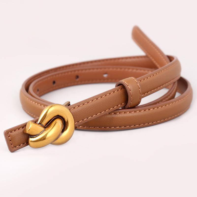 Echtes Leder Frauen Mode Gürtel Knoten Schnalle Bund Kummerbund Für Kleid Jeans 100cm braun von Joom DACH